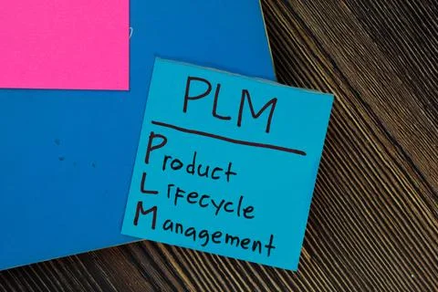 PLM - Product Lifecycle Management write on sticky notes Foto stock