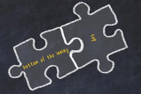 Ploblem solving. Chalk sketch of two puzzles with words bottom of the inning  Stock Illustration
