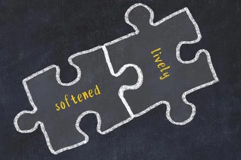 Ploblem solving. Chalk sketch of two puzzles with words softened and lively o Stock Illustration