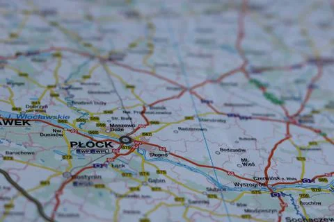 Plock on the Europe map Stock Photos