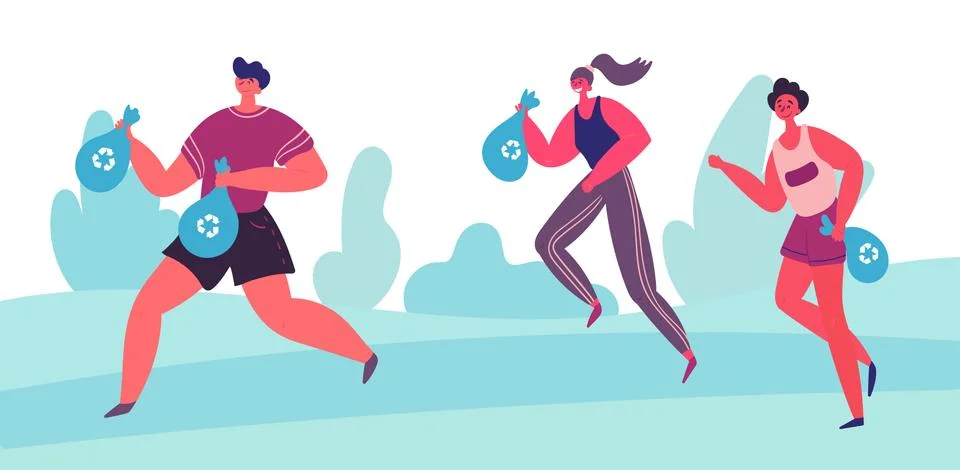 Plogging. Banner. Vector illustration. Stock Illustration