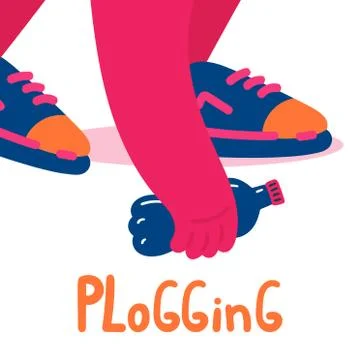 Plogging. Banner. Vector illustration. Stock Illustration
