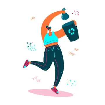 Plogging. Banner. Vector illustration. Stock Illustration