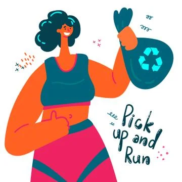 Plogging. Banner. Vector illustration. Stock Illustration