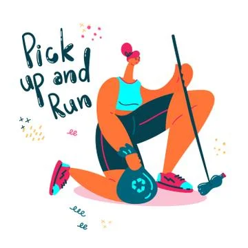 Plogging. Banner. Vector illustration. Stock Illustration