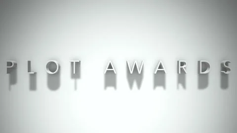 Plot Awards 3D title animation with shadows on a white background Stock Footage 296608157