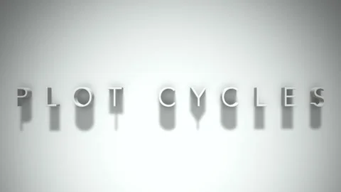 Plot Cycles 3D title animation with shadows on a white background Video stock 296744418