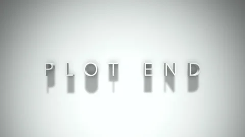 Plot end 3D title animation with shadows on a white background Stock Footage 297511622