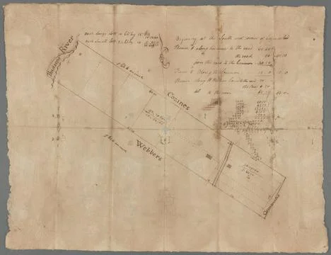 Plot of farm bounded by N. River, the commons, and Cozine and Webber lands... Fotos de archivo