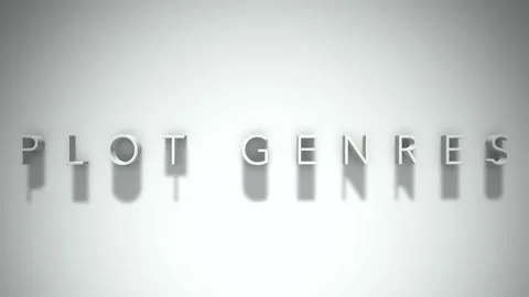 Plot Genres 3D title animation with shadows on a white background Stockbeeldmateriaal 296744484