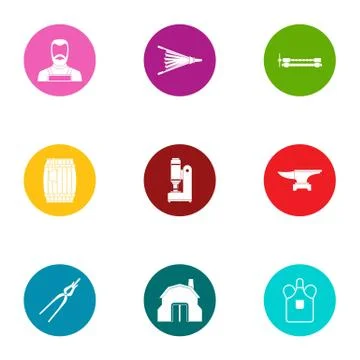 Plot icons set, flat style Illustrazione stock