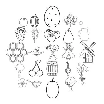 Plot icons set, outline style Ilustración de archivo