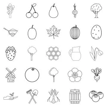 Plot icons set, outline style Illustrazione stock