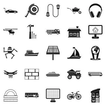 Plot icons set, simple style Ilustración de archivo