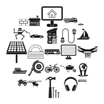 Plot icons set, simple style Ilustración de archivo