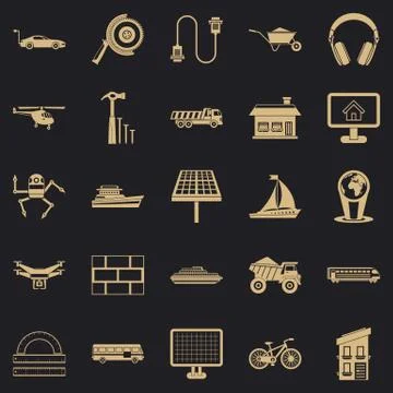 Plot icons set, simple style Ilustración de archivo