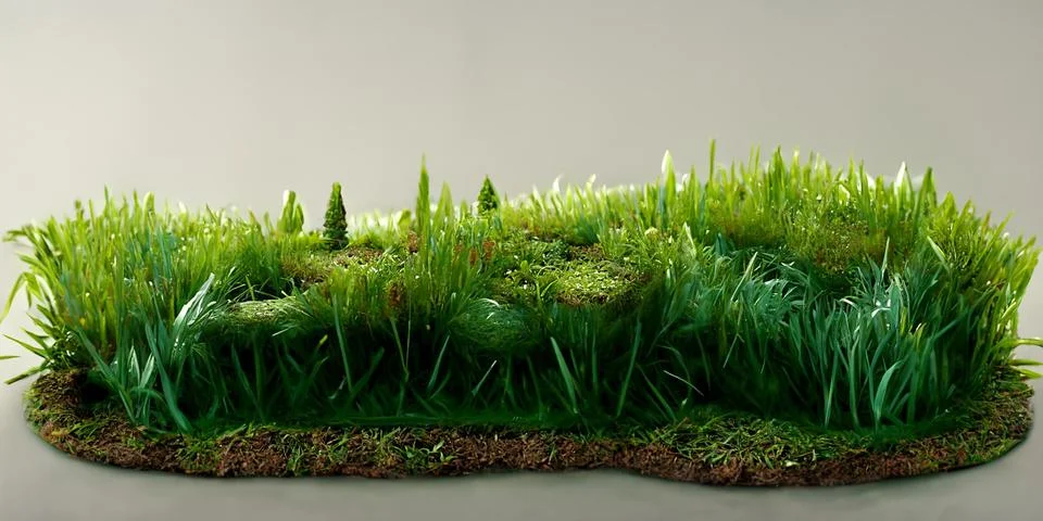 Plot of land with green grass and a brown slice of soil. Stock Illustration