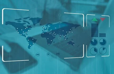 Plot locations on world map with controller Fotos de archivo