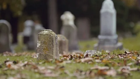 Plot Marker in a Graveyard, Headstones in Background Vídeos de archivo 118857313