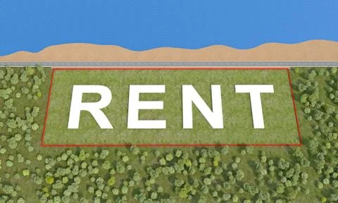 Plot for rent on the coast 3d rendering Stock Illustration