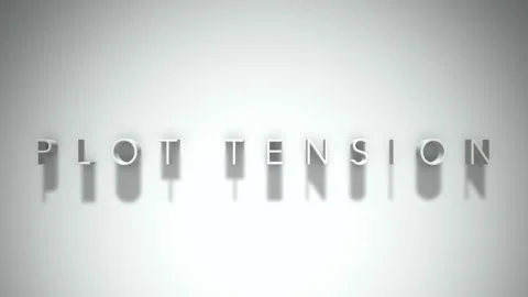 Plot tension 3D title animation white text on a white background Video stock 298374001
