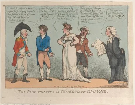 The Plot Thickens, or Diamond Cut Diamond July 16, 1809 Thomas Rowlandson M.. Fotos de archivo