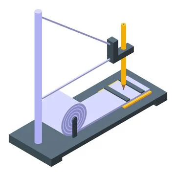 Plotter drawing machine creating lines on rolled paper with precision 스톡 일러스트
