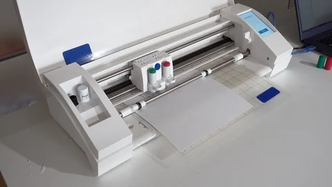 Plotter draws design patterns Printing in typography Video stock 112729888