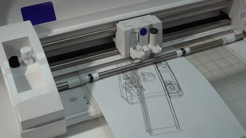 Plotter draws design patterns Printing in typography Video stock 112731595