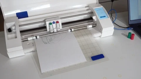 Plotter draws design patterns Printing in typography Video stock 117263436