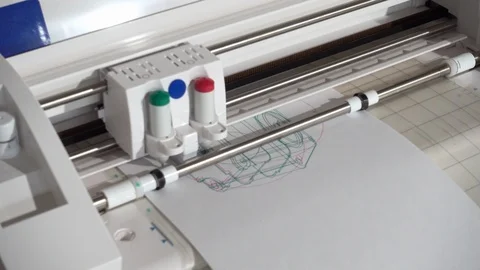 Plotter draws design patterns Printing in typography Video stock 118402277