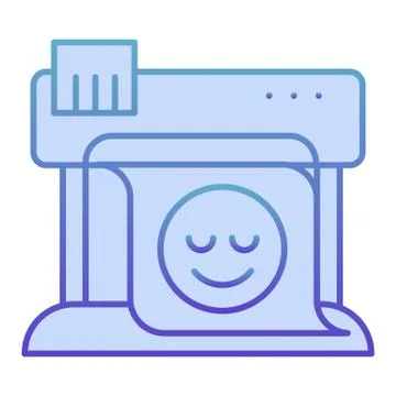 Plotter flat icon. Large format printer blue icons in trendy flat style. Print Stock Illustration