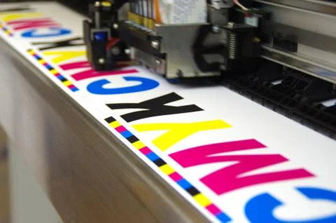 Plotter head printing CMYK Stock Photos