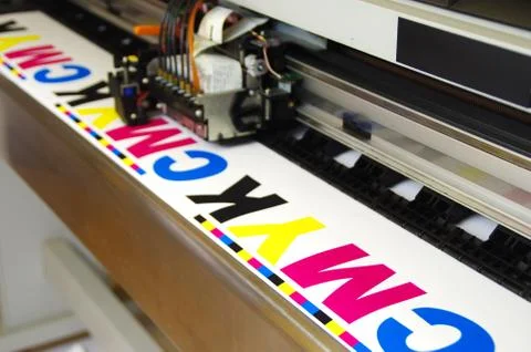 Plotter head printing CMYK Stock Photos