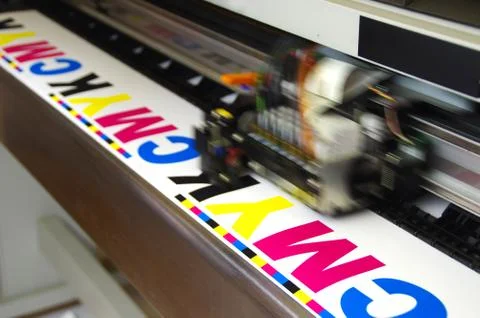Plotter head printing CMYK Stock Photos