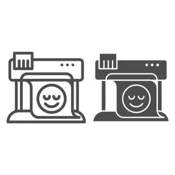 Plotter line and glyph icon. Large format printer vector illustration isolated Illustrazione stock