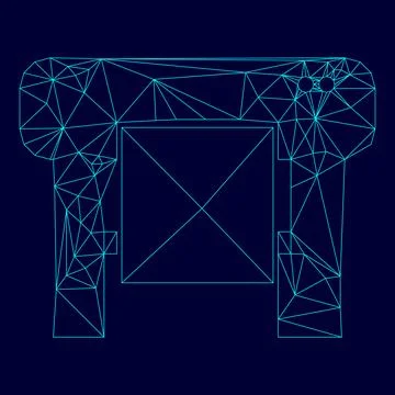 Plotter low poly triangulation triangulated polygonal electric cyan blue vi.. Illustrazione stock