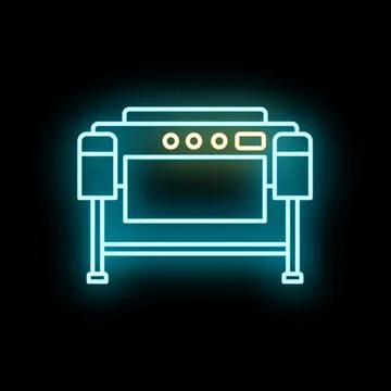 Plotter printer machine neon glowing line icon Ilustración de archivo