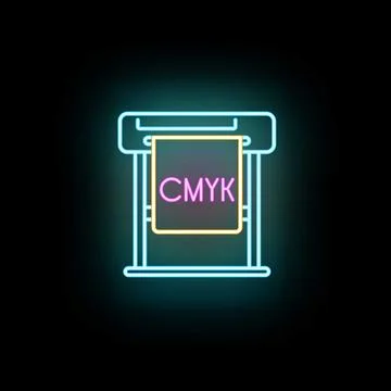 Plotter printing cmyk colors neon icon design Ilustración de archivo
