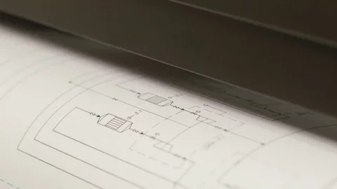 A plotter is printing drawings Stock Footage 73784719