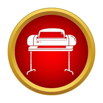 Plotter printing large format documents standing machine icon Ilustración de archivo