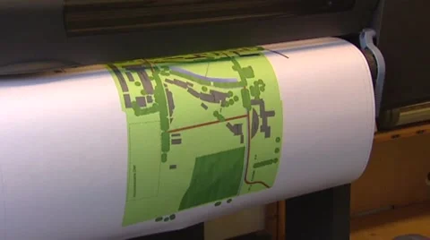 Plotter printing out a landscaping plan Stock Footage 42441249