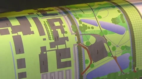Plotter printing out a landscaping plan - full screen Stock Footage 42441485