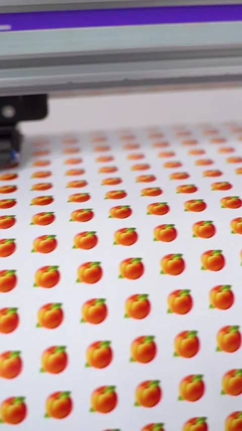 Plotter printing. Plotter prints stickers. Vertical video. Stock Footage 288218082