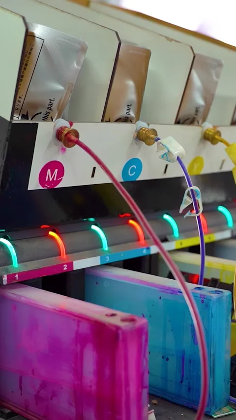 Plotter printing. Plotter prints stickers. Vertical video. Video stock 288218134