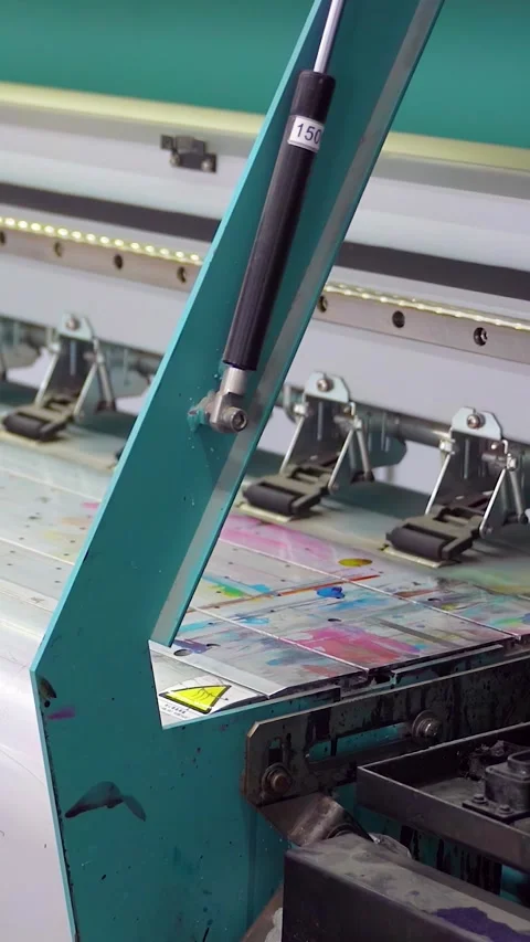 Plotter printing. Plotter prints stickers. Vertical video. Stock Footage 288218140
