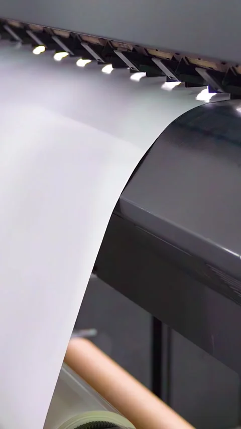 Plotter printing. Plotter prints stickers. Vertical video. 스톡 동영상 288218145