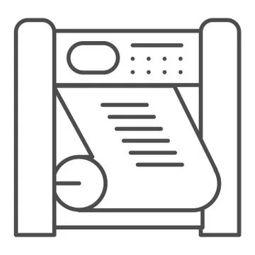Plotter printing thin line icon. Large format printer vector illustration Illustrazione stock
