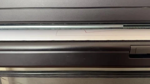 A plotter prints a comprehensive terrain map, showcasing elevation difference Stock Footage 307219047