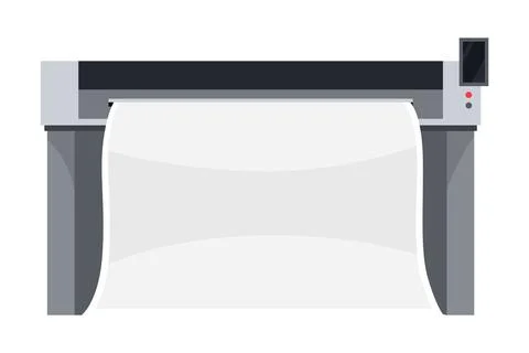Plotter used in computer aided design and graphic arts. Inkjet printer with a Stock Illustration